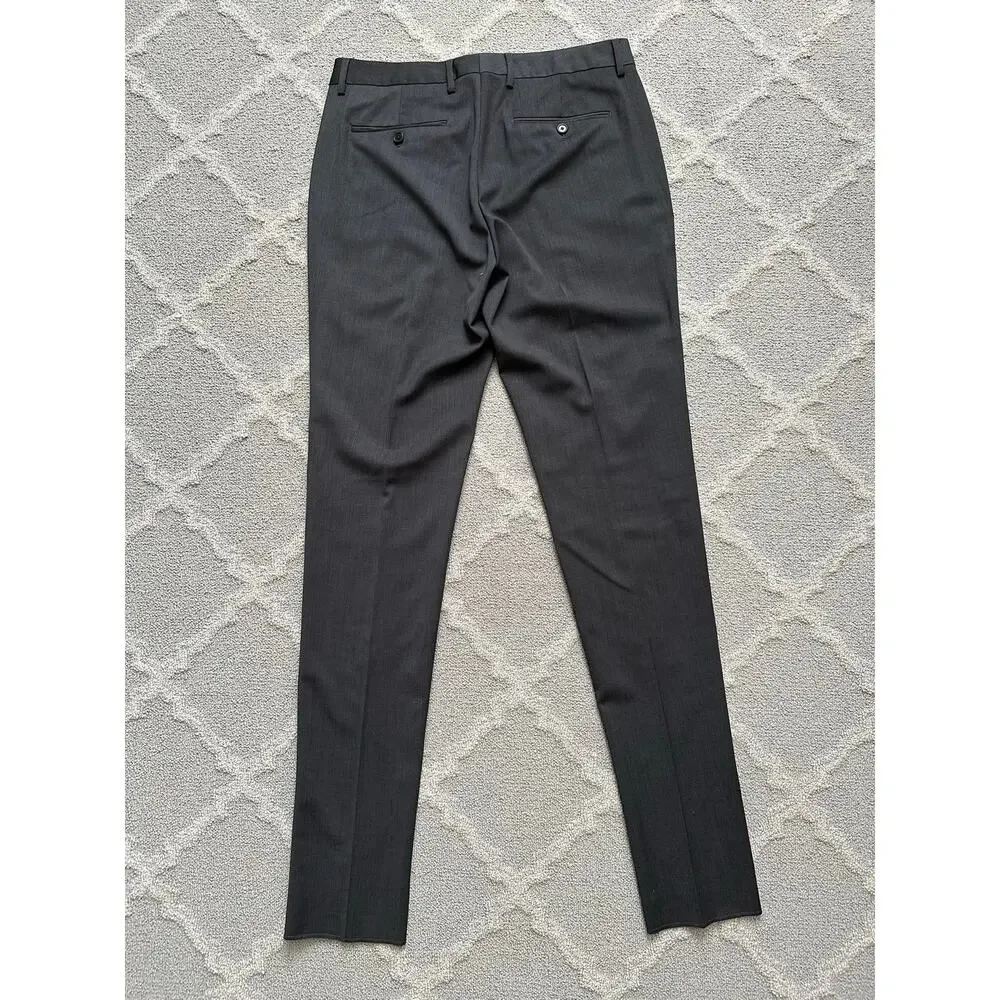 Bonobos Slim Taper Wool Dress Pants Charcoal Gray Unhemmed 33x36.5